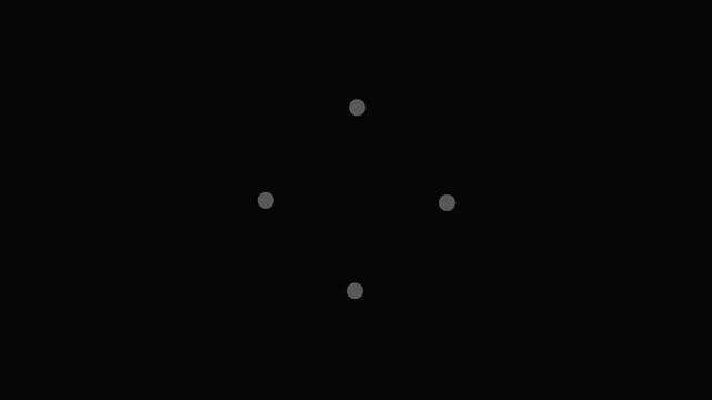 Four White Dots Arranged in a Diamond Shape on a Solid Black Background Minimalist Abstract Geometric Composition Isolated on Black.