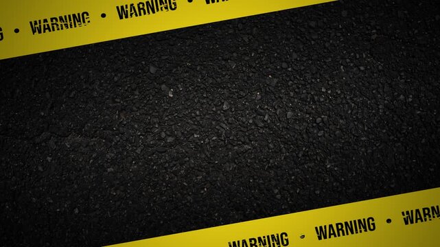 Warning text barricade tape motion graphic overlay without stripe lines frame 4K 60 fps