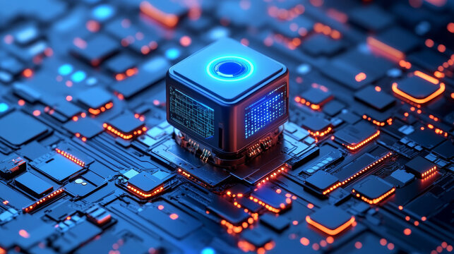 Futuristic Technology Chip Core