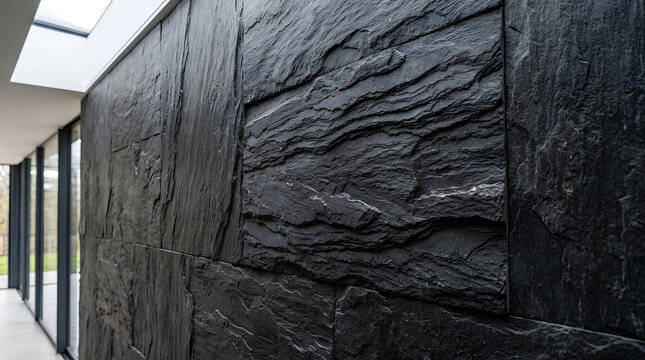 Natural dark stone texture with dark slate stone detail