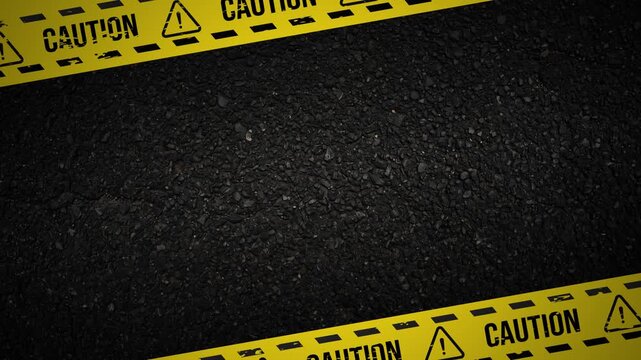 Caution tape overlay frame with caution warning icon and stripe lines 4K 60 fps