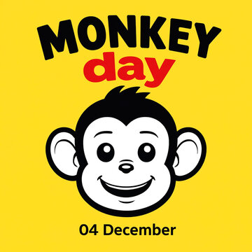 Cute smiling cartoon monkey face with happy expression for monkeyday celebration on december fourth