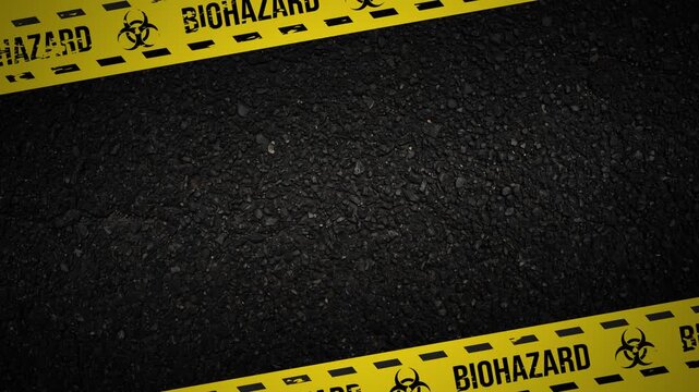Biohazard tape overlay frame with biohazard symbol icon and stripe lines 4K 60 fps