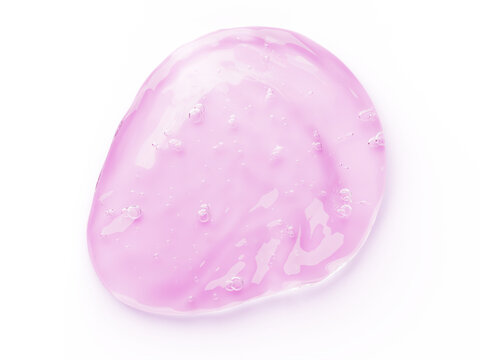 3d pink cleansing gel drop with air bubble texture. Rose beauty soap, pdrn salmon dna peptide serum, liquid cosmetic droplet. Lotion body wash, moisture face cream and jelly smear
