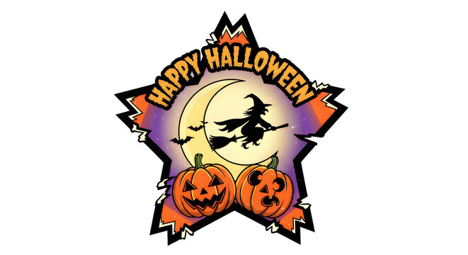 A festive star shaped graphic design celebrating the spooky hallowen holiday season theme