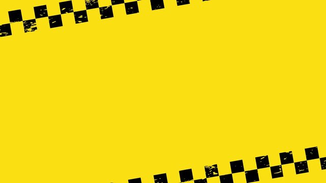 Warning barricade tape motion graphic border frame without stripe lines on solid yellow screen 4K 60 fps