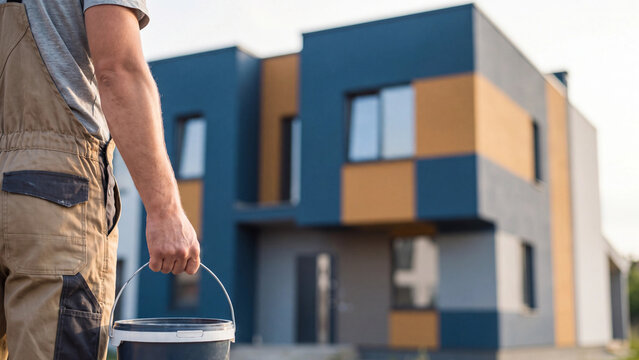 Exterior house painting service concept for home renovation contractor work property maintenance and residential improvement project