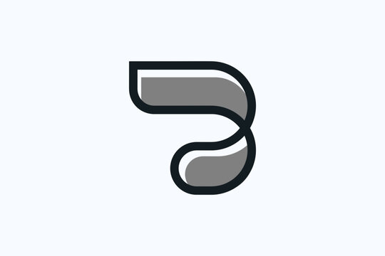 Abstract modern curved letter B monogram emblem design with sleek gradient shading