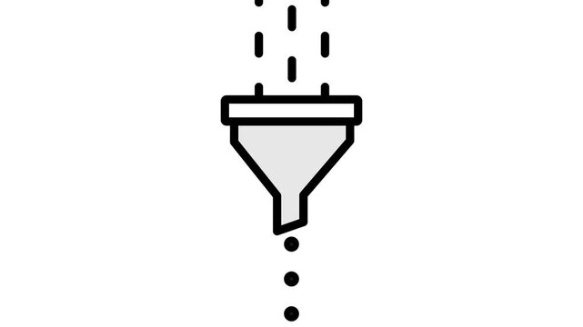 Funnel Filter Icon Animation, Data Processing and Information Flow Symbol, Minimal Business Technology , Digital Sorting Concept, Workflow Management, Analytics, Automation, Modern UI Graphic Design.