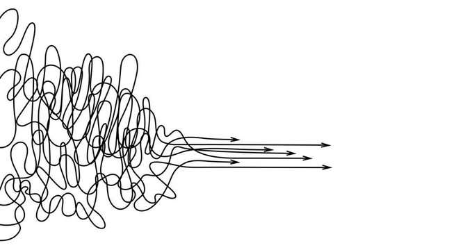 Chaos to Order Concept With Tangled Lines Streamlining Into Straight Arrows Representing Process, Strategy, And Efficiency