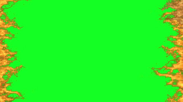 Realistic Fire Flames Left and Right Side Border Animation on Green Screen Background