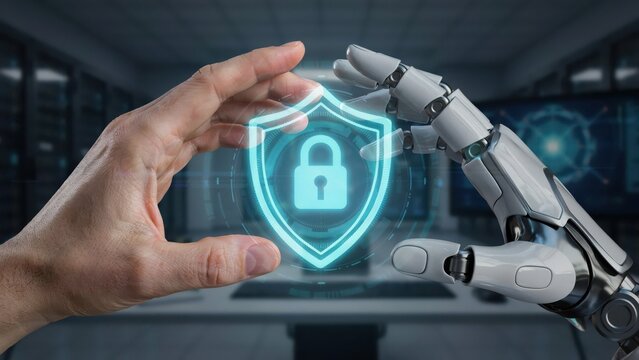 Digital security shield between human and robot hand for cybersecurity cooperation