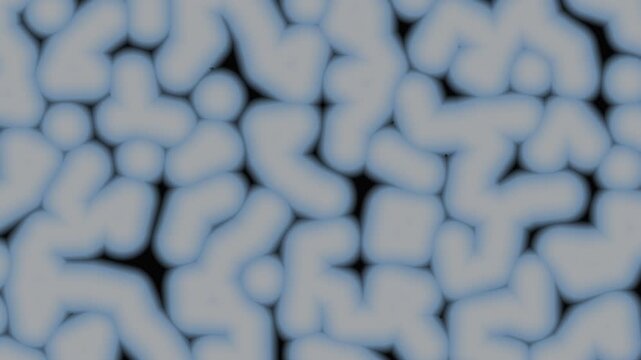 Abstract cellular structures forming and dissolving with soft blue light against dark background cinematic motion