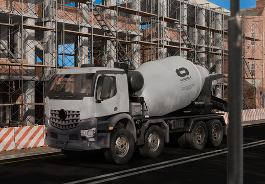 Concrete Mixer Truck Mockup