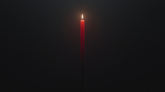 A single red candle in the dark.