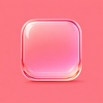 blank pink glass rounded square app button element
