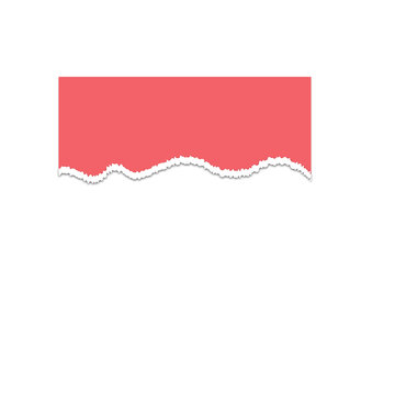 Red paper sheet with torn bottom edge and rough texture