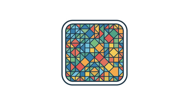 Pola Geometris Abstrak Warna warni dalam Bingkai Kotak Terkunci Latar Belakang Transparan