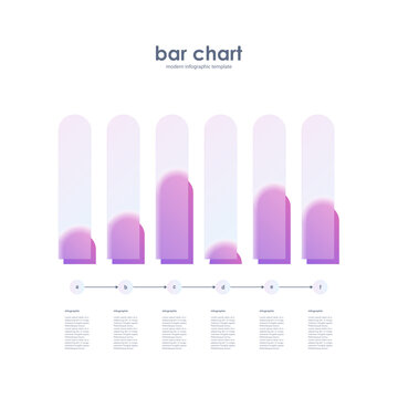 Bar chart modern infographics desin template. Success indicators, business growth strategy. Glass morphism effect.