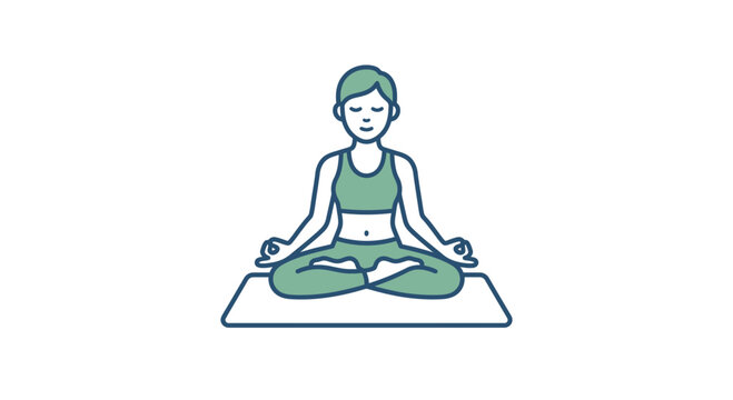 Wanita berlatih yoga meditasi lotus pose di atas tikar konsep kebugaran dan kesehatan yang terisolasi
