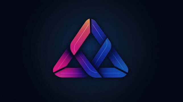 A logo design of a three-dimensional ribbon forming a triangle.