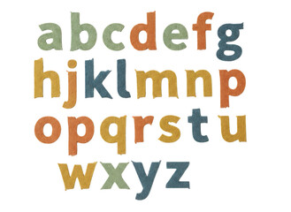 Colorful lowercase alphabet letters with a vintage textured style © smyle