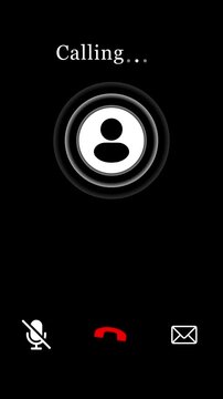 Smartphone incoming call screen interface with calling animation and mute options smartphone interface