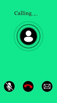 Mobile phone incoming call screen interface with animated calling status and mobile interface smartphone screen