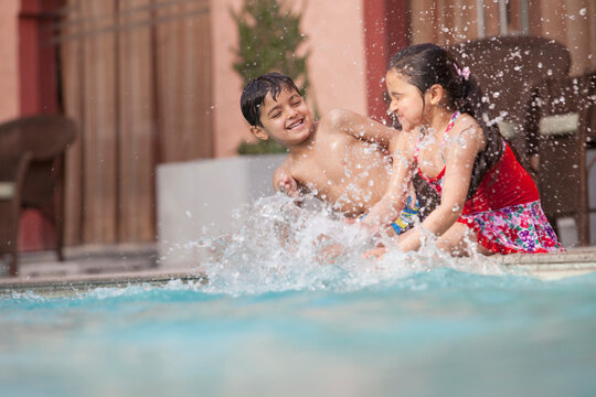 Kids having fun at swimming pool