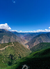 Aerial photo of Lancang River Canyon, Mangkang Jueba Mountain, 318 Sichuan Tibet Line, Xizang © 晓晓 任