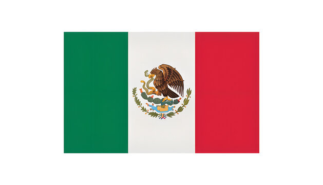 Official Flag of Mexico Tricolor Coat of Arms Eagle Snake Vector Illustration Isolated on Transparent Background