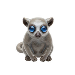 Naklejka premium Cute Stylized Lemur Figurine with Large Blue Eyes