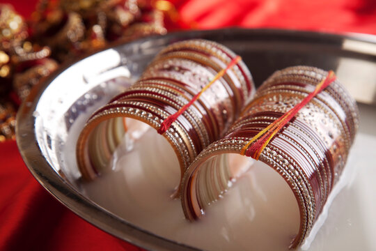 Close-up of Wedding chuda ceremony