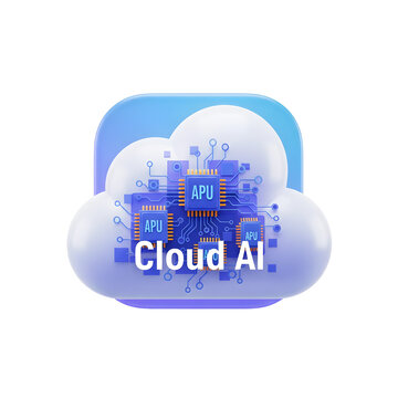 Cloud AI Application 3D Icon Modern Artificial Intelligence Symbol