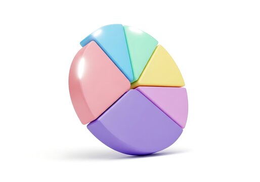 Colorful pie chart divided into five distinct segments with varying shades.