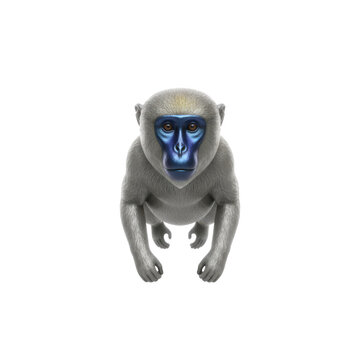 3d Rendered Monkey with Blue Face and Grey Fur
