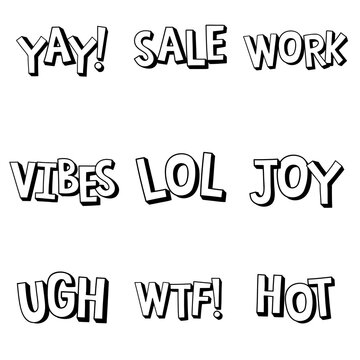 Bold words shadow typography png