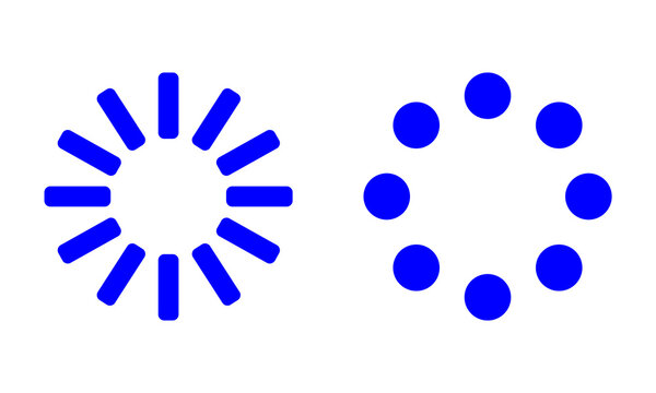 Blue Loading Icons Set Isolated on Transparent Background PNG Progress Spinner Vector Symbols