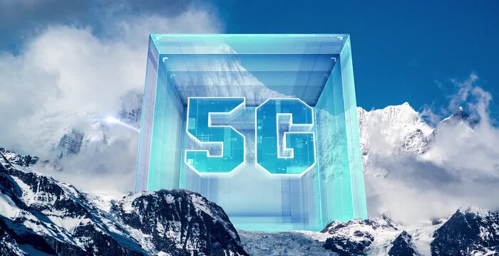 A dynamic background material showcasing futuristic intelligent technology 5G data symbols.