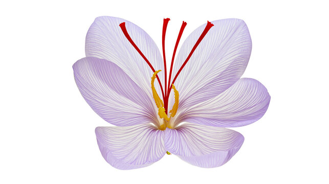 Saffron flower with delicate purple petals and red stigmas