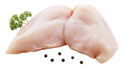 Two raw chicken breasts with parsley and peppercorns © Otillie