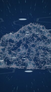 Animation of cloud network of connections over digital screen
