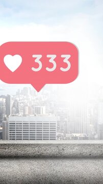 City with increasing hearts 4k