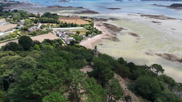 Point de Vue Tour de Kerroc'h historic tower Port de Paimpol France aerial