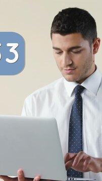 Office worker typing on his laptop 4k