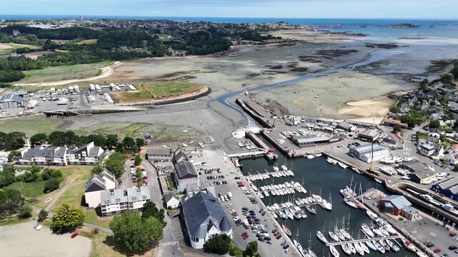 Port de Paimpol Brittany France Historic Harbour Drone Aerial View