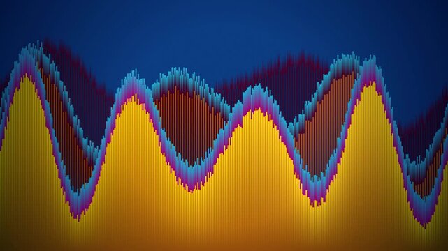 A stylized multi layered digital wave visualization in a seamless loop