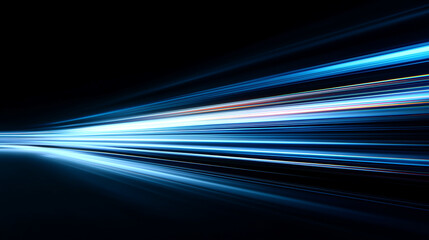 Abstract Blue Neon Light Streaks on Black Background © Zahida