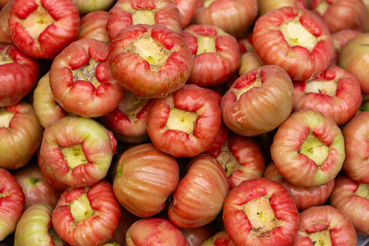 Fresh Rose Apples Piled Together at Traditional Market
