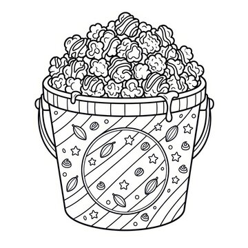 Popcorn bucket coloring page illustration
